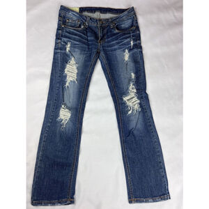Machine Nouvelle Mode Italian Brand Destroyed Jeans Sz. 30 Women distressed GUC